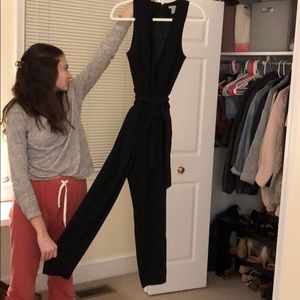 Deep V black jumpsuit